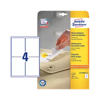 99.1 mm x 139 mm Papier Print etikety Avery Zweckform Biela ( 25 hárkov/balenie )