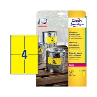 99.1 mm x 139 mm Plast Print etikety Avery Zweckform Žltá ( 20 hárkov/balenie )