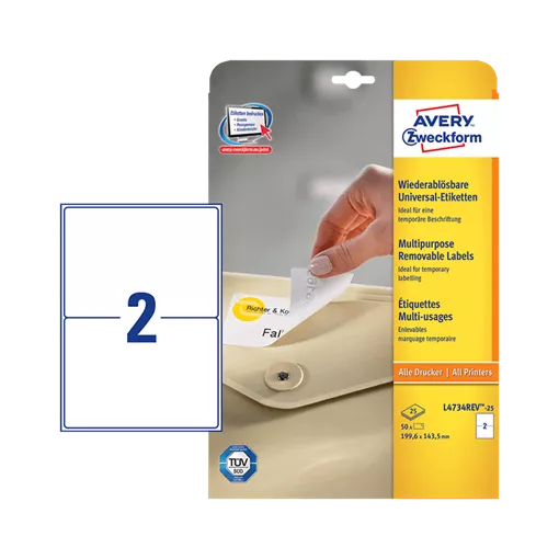 199.6 mm x 143.5 mm Papier Print etikety Avery Zweckform Biela ( 25 hárkov/balenie )