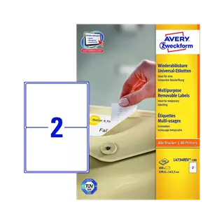 199.6 mm x 143.5 mm Papier Print etikety Avery Zweckform Biela ( 100 hárkov/balenie )
