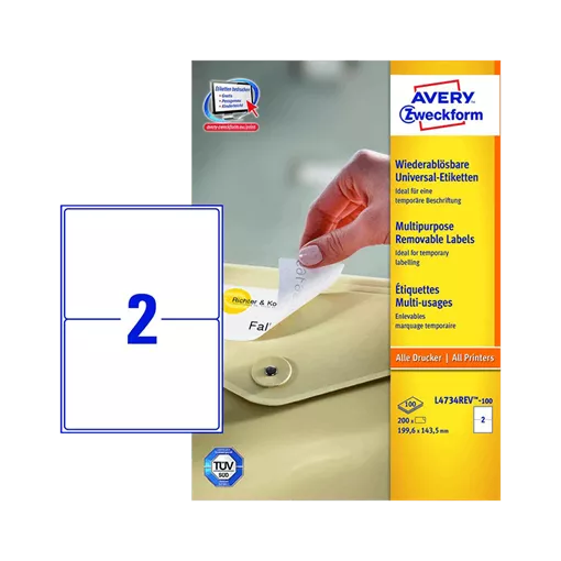 199.6 mm x 143.5 mm Papier Print etikety Avery Zweckform Biela ( 100 hárkov/balenie )