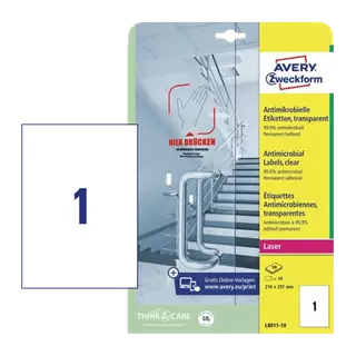 210 mm x 297 mm Plast Print etikety Avery Zweckform Biela ( 10 hárkov/balenie )