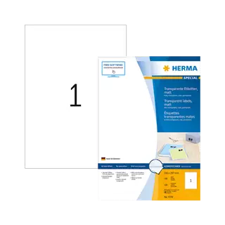 210 mm x 297 mm Plast Print etikety Herma Priehľadná (čistá voda) ( 100 hárkov/balenie )