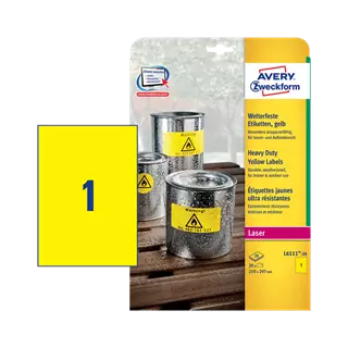 210 mm x 297 mm Plast Print etikety Avery Zweckform Žltá ( 20 hárkov/balenie )