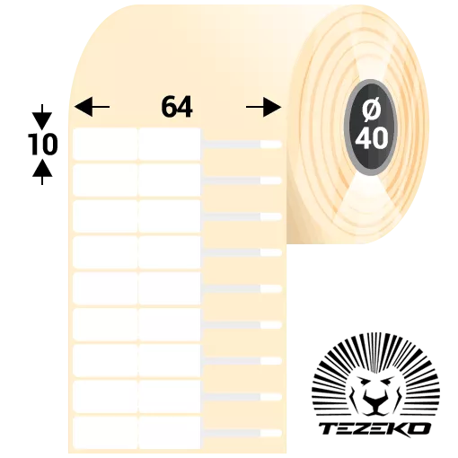 64 mm x 10 mm Plast Kotúčové etikety Biela ( 3500 etikety/kotúč )