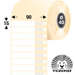 90 mm x 15 mm Plast Kotúčové etikety Biela ( 4300 etikety/kotúč )