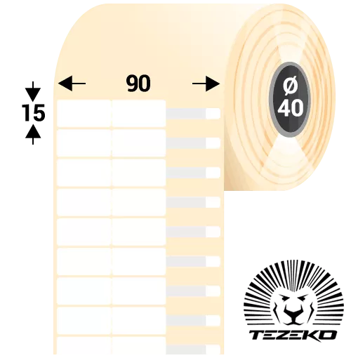 90 mm x 15 mm Plast Kotúčové etikety Biela ( 4300 etikety/kotúč )