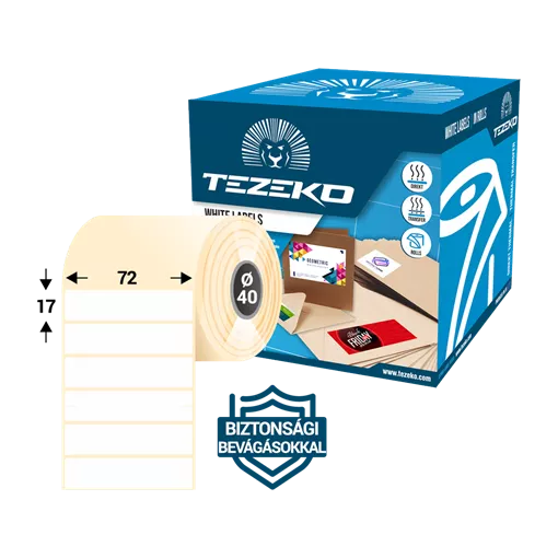 72 mm x 17 mm Papier Kotúčové etikety Biela ( 2500 etikety/kotúč )